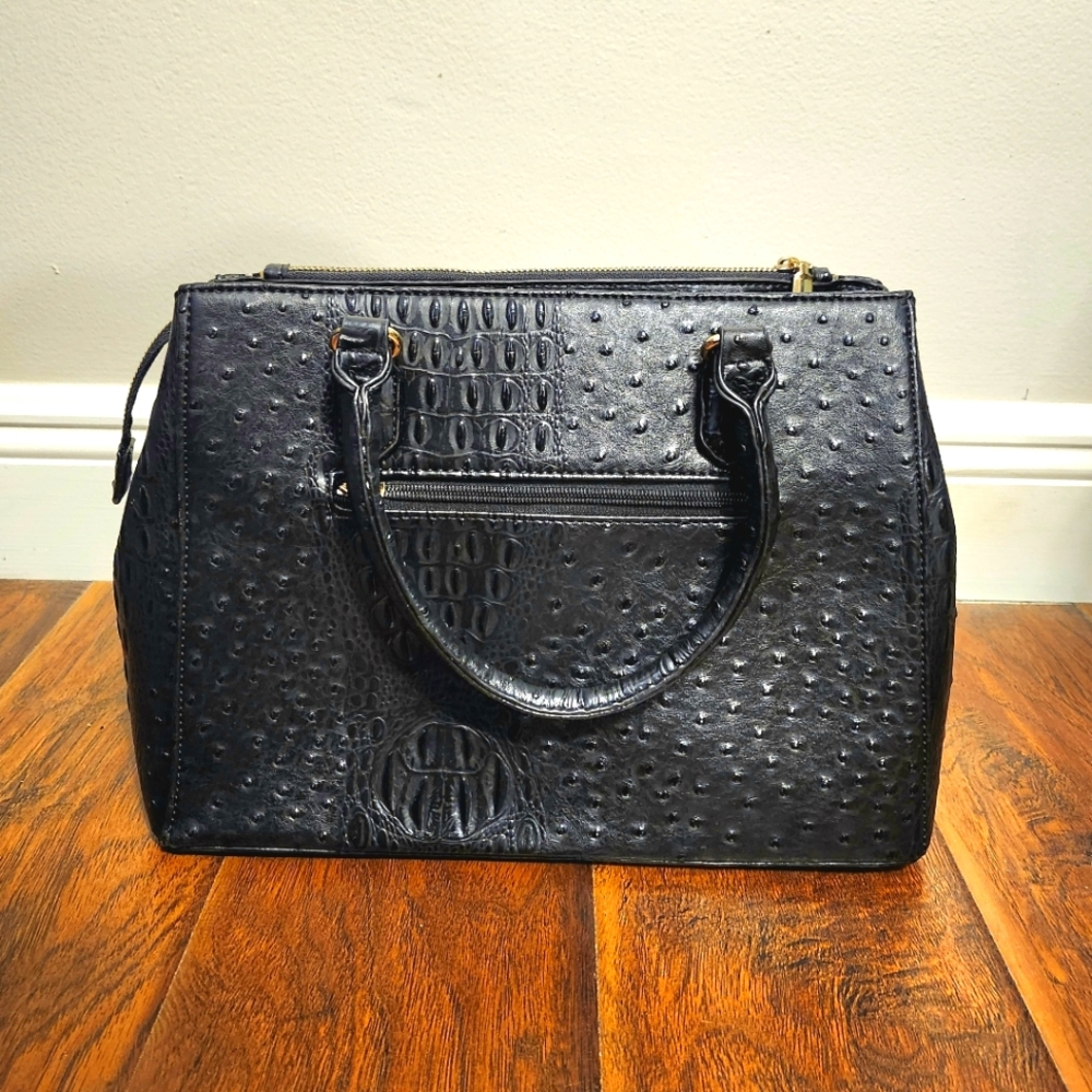 Black Vegan Leather Satchel Style Handbag